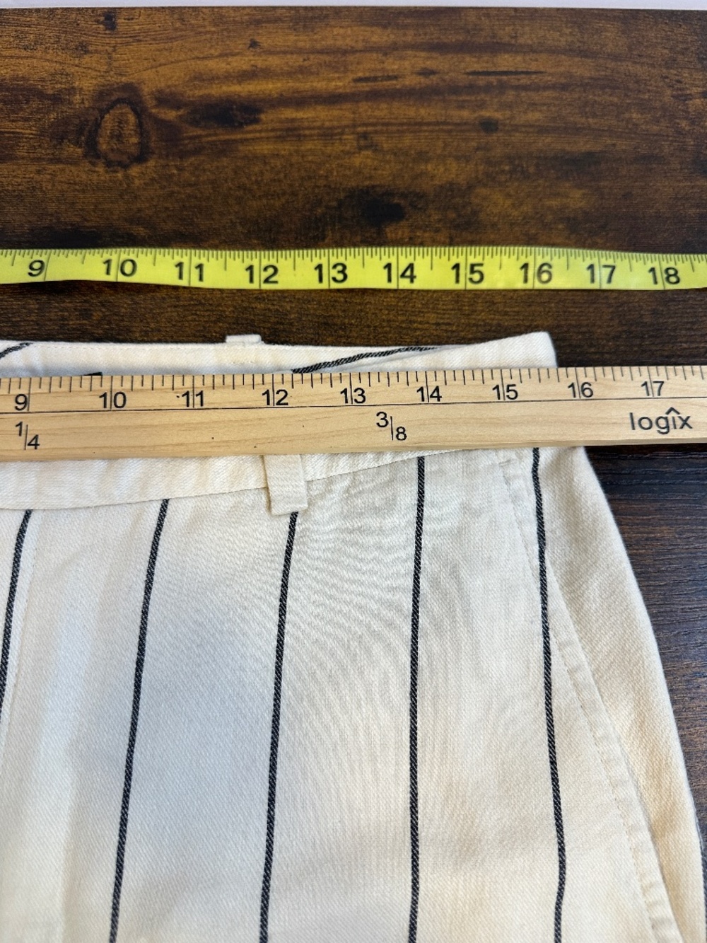 Lauren Ralph Lauren Linen Blend Pants Cream Stripe Wide Leg Minimalist Office - Picture 15 of 16